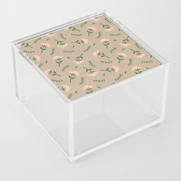 Tan Floral Pattern Acrylic Box