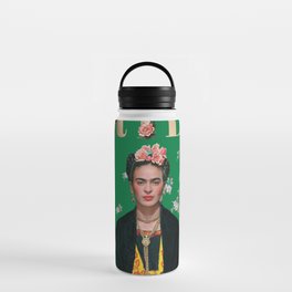 Frida Kahlo and Flowers Water Bottle