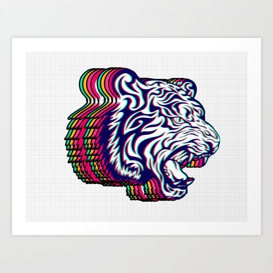 3D Tiger Art Print