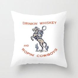 Ropin' & Whiskey Cowgirl Throw Pillow