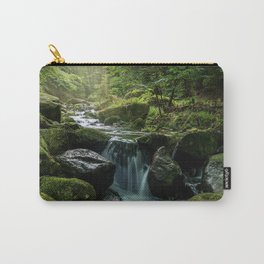 Flowing Creek, Green Mossy Rocks, Forest Nature Photography Carry-All Pouch