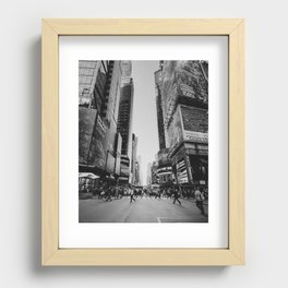 The busy streets of New York City | People crossing NYC crosswalk | Black and white travel photography Recessed Framed Print