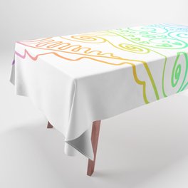 Rainbow Ombre Doodle Heart Tablecloth