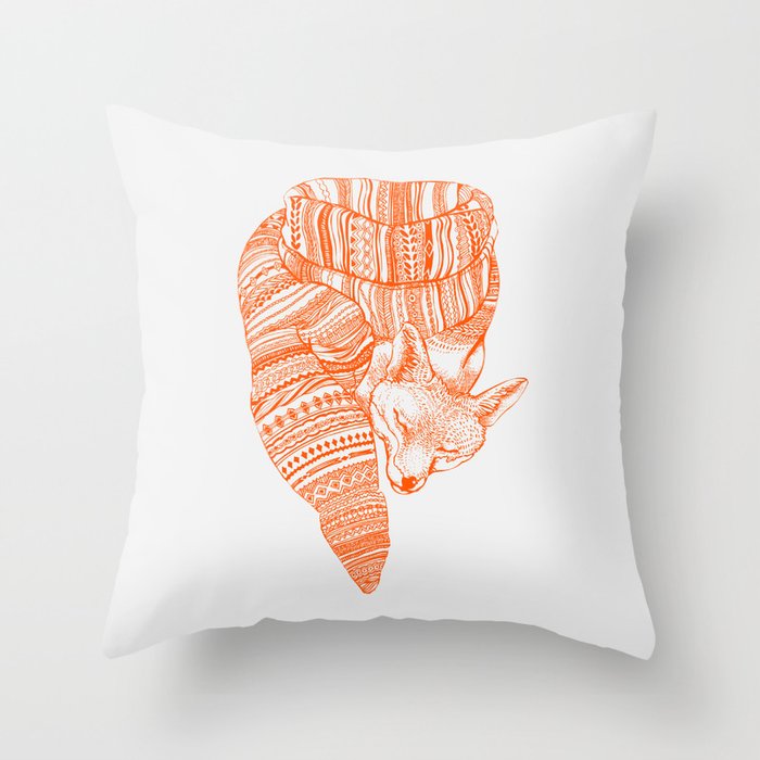 FOX IN THE SNOW Throw Pillow