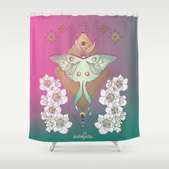 Luna Moth Magenta Shower Curtain