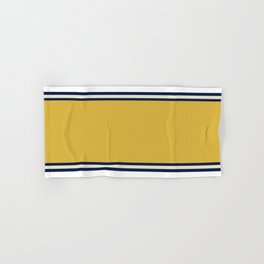 Wide and Thin Stripes Color Block Pattern in Mustard Yellow, Navy Blue, Ivory, and White Hand & Bath Towel