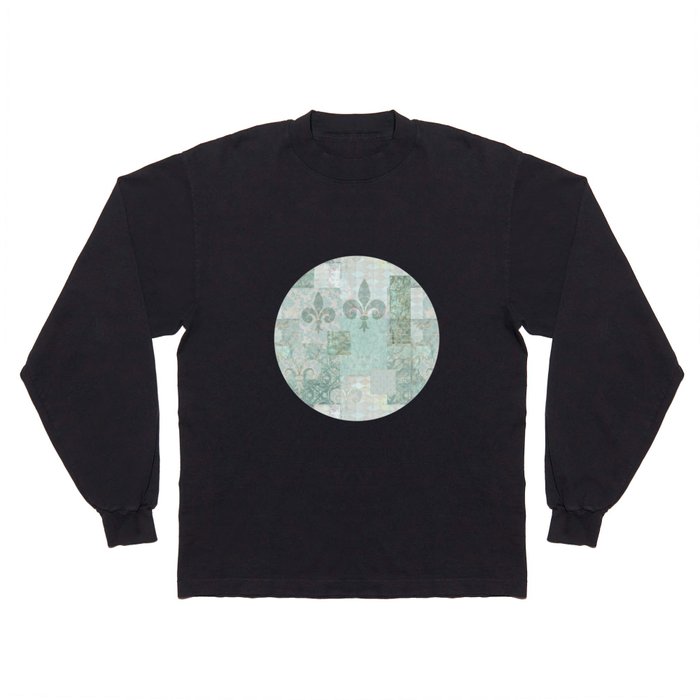 teal baroque vintage patchtwork Long Sleeve T Shirt