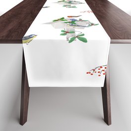 Christmas,festive winter birds pattern,white background  Table Runner