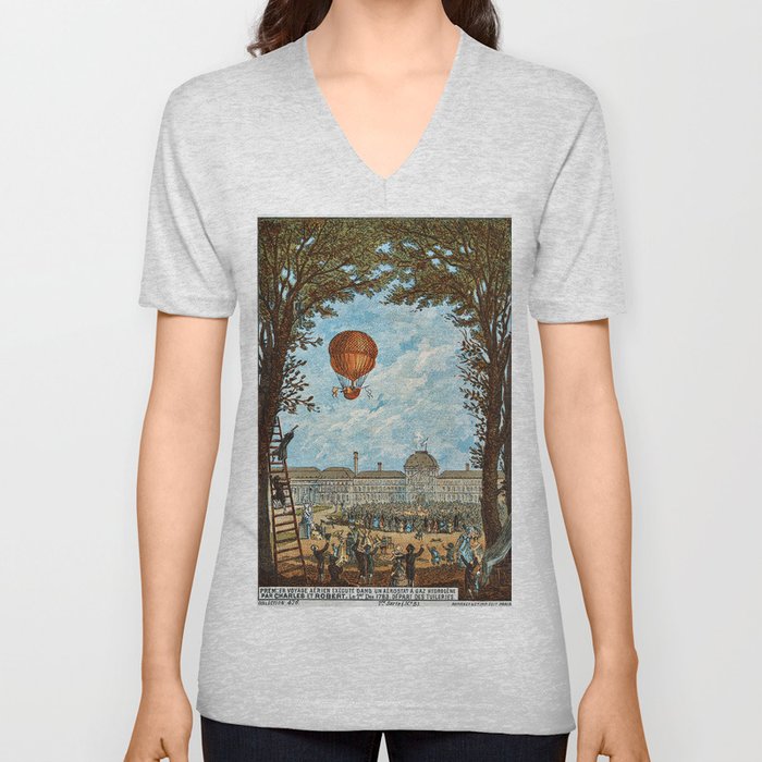 Vintage hot air balloon poster  V Neck T Shirt