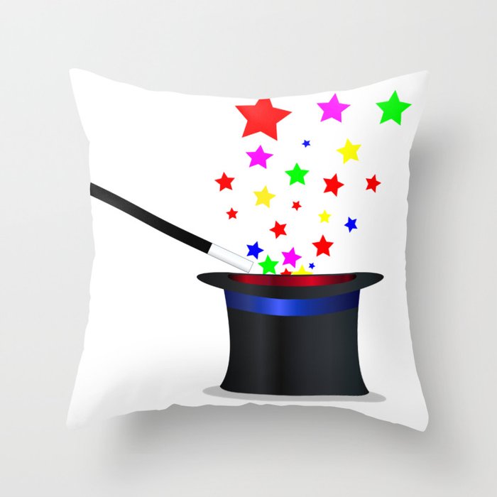 Magic Hat And Wand Throw Pillow