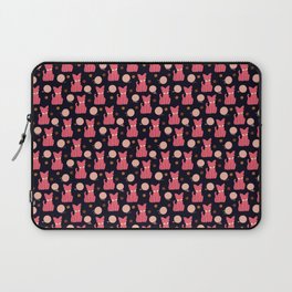 Cat Pattern Pink on Navy Laptop Sleeve