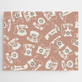 Vintage Rotary Dial Telephone Pattern on Light Brown Jigsaw Puzzle