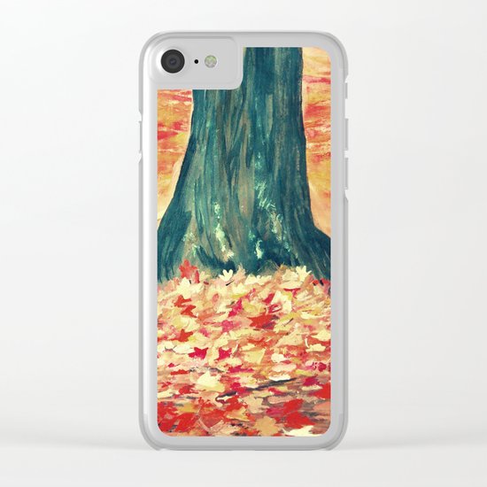 Red Leaves Autumn Fall Tree Impressionist Fine Art Clear iPhone Case