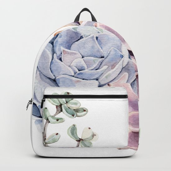 Pristine Succulents Blue and Pink Backpack