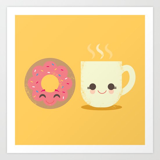 Coffee and Donut Buds Art Print