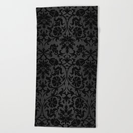 Black Damask Pattern Design Beach Towel