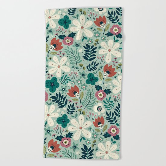 Flower Garden Beach Towel
