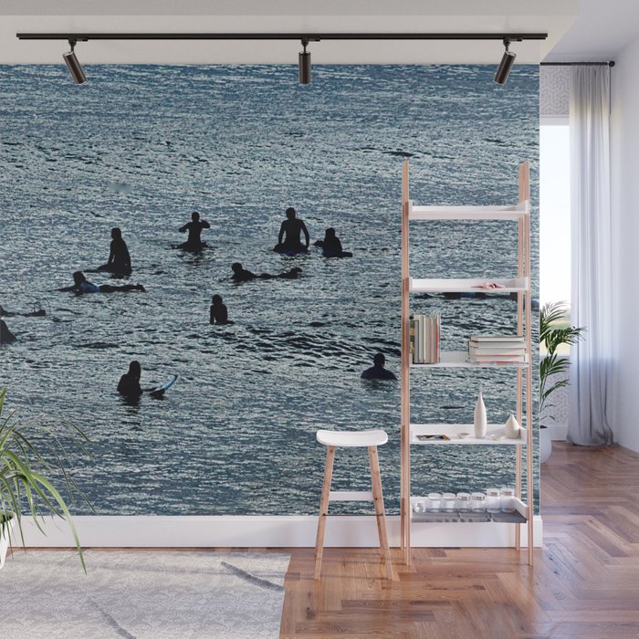Sea Surfers Waiting for a Wave Wall Mural