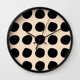 Irregular Polka Dots black and cream Wall Clock