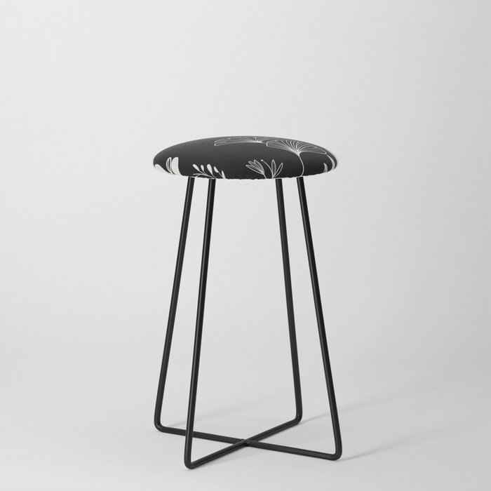 Black and White Botanical 1 Counter Stool