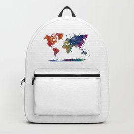 multicolored watercolor world map Backpack