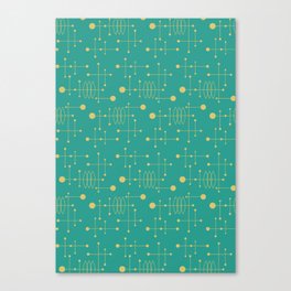Mid Century Atomic Age Pattern Teal and Yellow Canvas Print