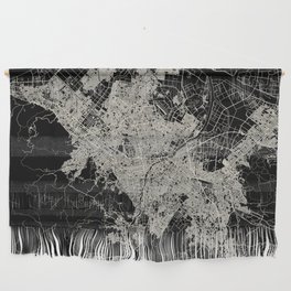 Sapporo - Japan - Black and White City Map Wall Hanging