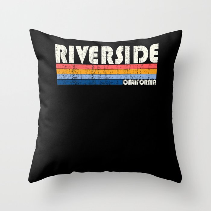 Retro Vintage 70s 80s Style Riverside, CA Throw Pillow