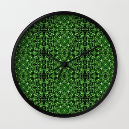 Liquid Light Series 25 ~ Green Abstract Fractal Pattern Wall Clock