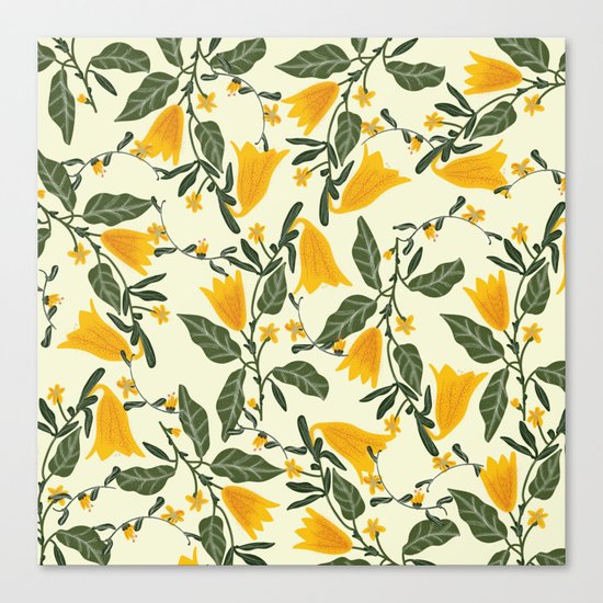 Yellow Bright Flower Pattern Canvas Print