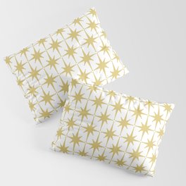 Midcentury Modern Atomic Starburst Pattern in Retro Gold and White Pillow Sham