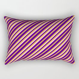 [ Thumbnail: Indigo, Goldenrod & Pink Colored Pattern of Stripes Rectangular Pillow ]