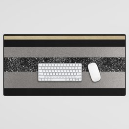 Gold Black Glitter Glam Stripes #1 (Faux Glitter) #shiny #decor #art #society6 Art Desk Mat