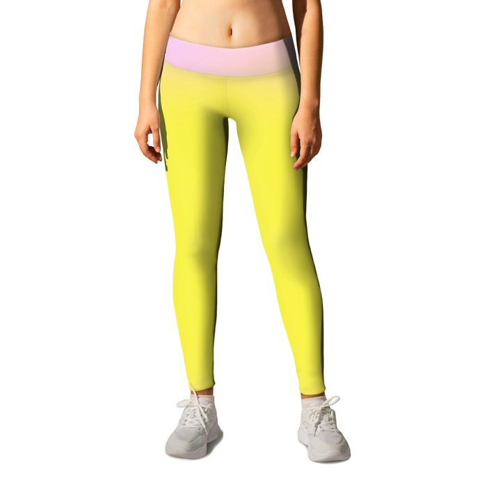 Healing With  Pink and Yellow  Aura Gradient Ombre Sombre Abstract  Leggings