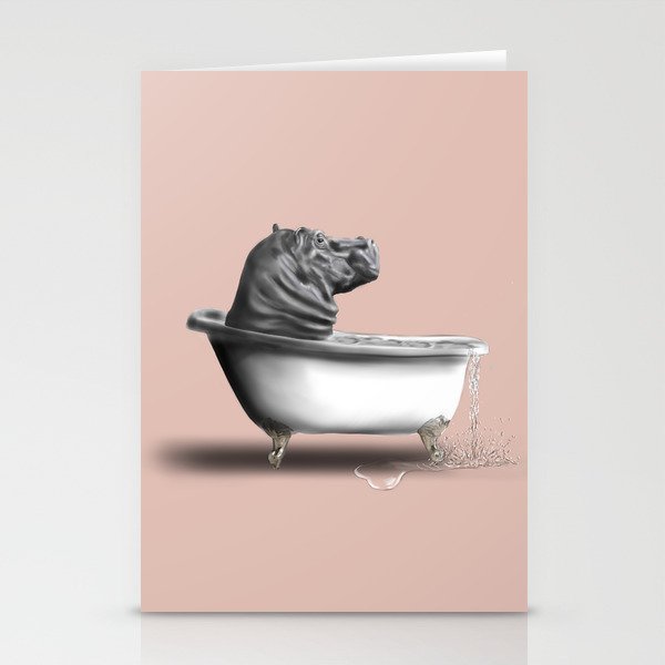 Hippo in Bath Stationery Cards