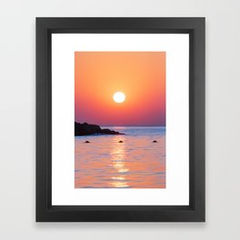 Sunset on the beach Framed Art Print
