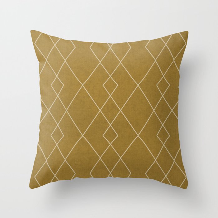 Fine diamond lines on golden yellow Throw Pillow