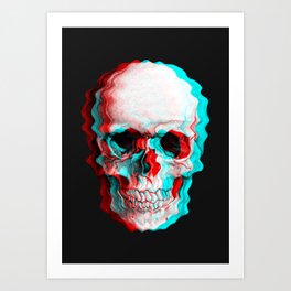 Distorted skull Art Print | Digital, Illusion, Distorted, Skeleton, Dark, Black And White, Dimension, Graphicdesign, Terror, Skull 