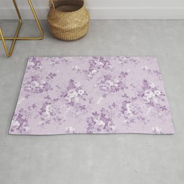Elegant modern lavender lilac white floral Area & Throw Rug
