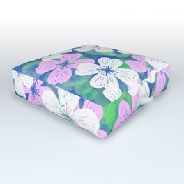 70’s Desert Flowers Pink On Navy Outdoor Floor Cushion
