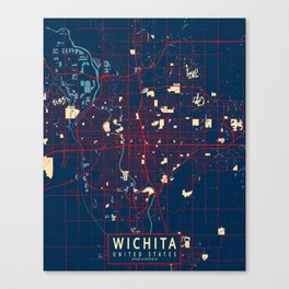 Wichita City Map of Kansas, USA - Hope Canvas Print