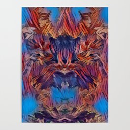 Wolf Woman Fire Water Forest Abstract Design  Poster