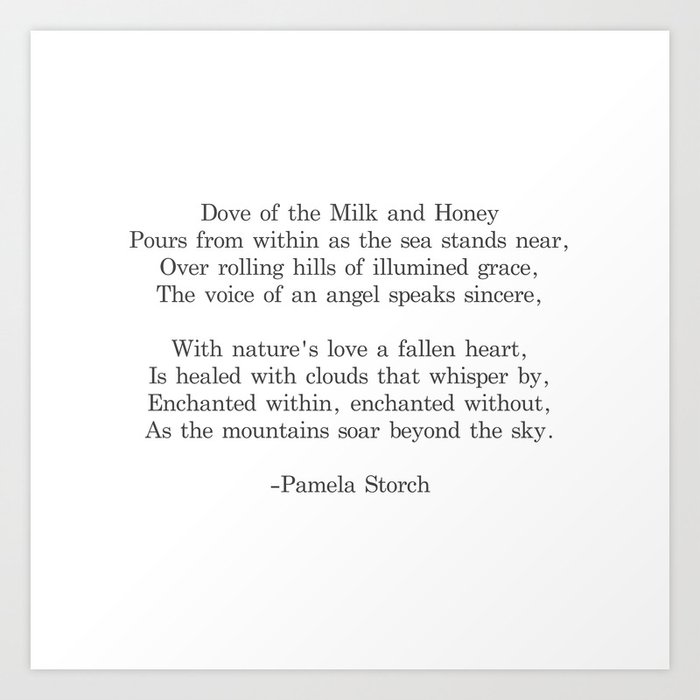 Dove of the Milk and Honey Poem Black and White Writer's Edition Art Print