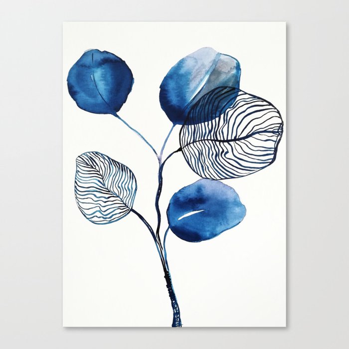 Indigo blue eucalyptus Canvas Print