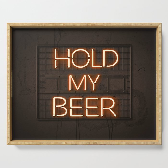 Hold My Beer Neon Bar Light Serving Tray