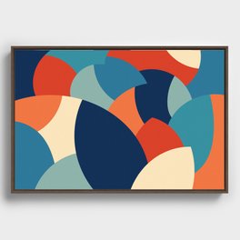 Abstract Nature Leaves Foliage in Retro 70s & 80s Color Palette  Framed Canvas