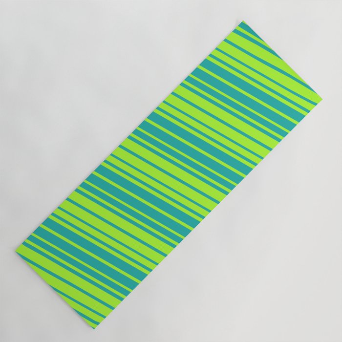 Light Sea Green & Light Green Colored Stripes/Lines Pattern Yoga Mat