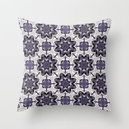 Plum Black and White Mosaic Pattern Throw Pillow