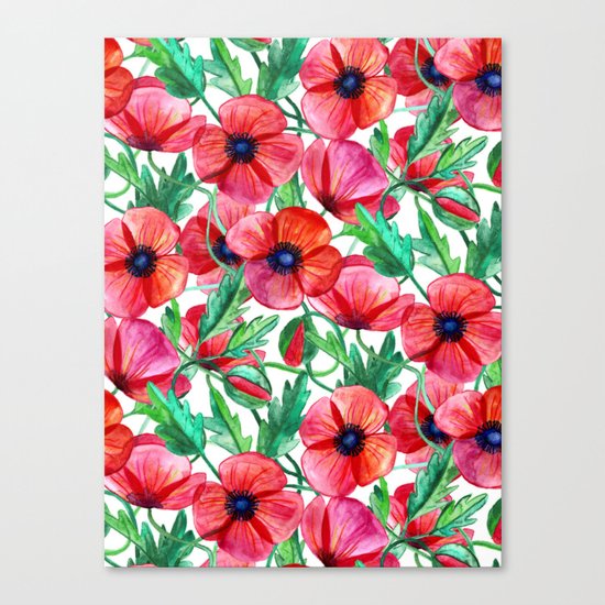 Plenty of Poppies - white Canvas Print