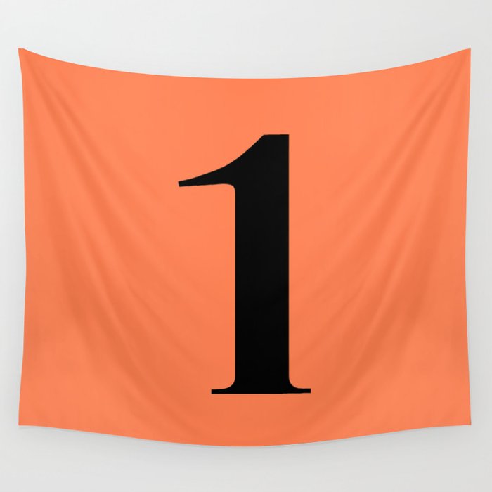 1 (BLACK & CORAL NUMBERS) Wall Tapestry